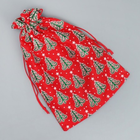 Bag gift canvas "Good in the New Year", Christmas trees, 20 x 30 cm +/- 1.5 cm, New Year-4