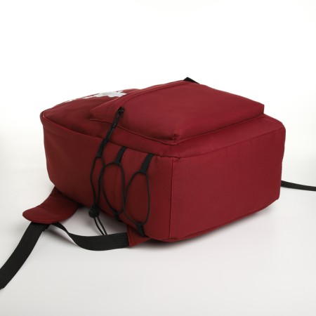 School backpack of textiles on lightning, 3 pockets, burgundy color-4