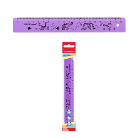 Line 20 cm Erichkrause "Zen Cats", plastic, translucent, lilac, with a pattern, euro suspension