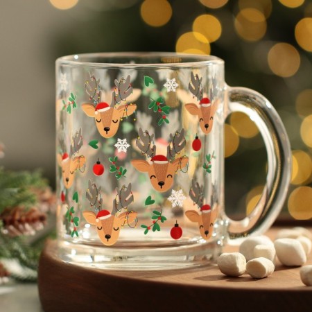 New Year! New Year's glass mug "Lovely deer", 300 ml-2