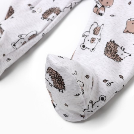 Combineson children's closed legs, beige color/hedgehogs, height 68 cm-3