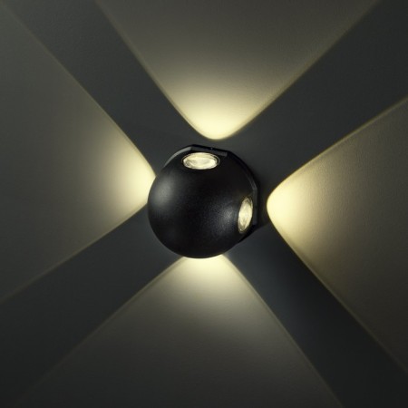 Lamp wall -mounted invoice Duwi Nuovo 103x103x77mm 4W plastic 3000k IP 54 Black 4 rays 990523-1