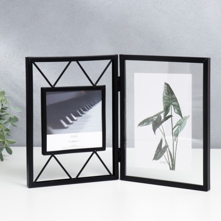Photo frame Metal in 2 photos 10x10, 10x15 cm "Loft. Triangles" black 20x30.5 cm