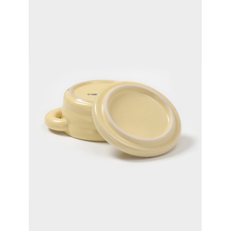 A baking pot “Sephir”, 250 ml, 15 × 10.5 × 6.3 cm, with handles, with a lid, ceramic, yellow-2