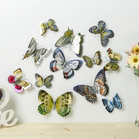 Magnet Plastic "Butterfly Silver" set of 12 pcs mix h = 4.4.5,6,8,9,5,13,5,14.5 cm
