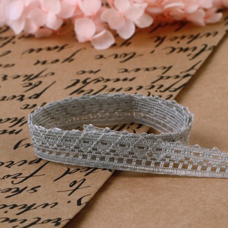 Capricon lace, 12 mm × 10 ± 1 m, light gray color-2