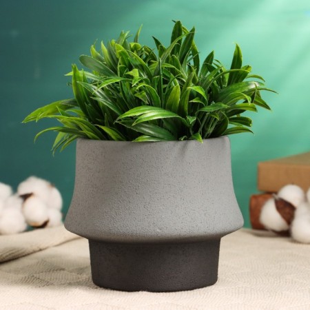 Kashpo - Vase "Mina" gray with black, 13x13x11cm-1
