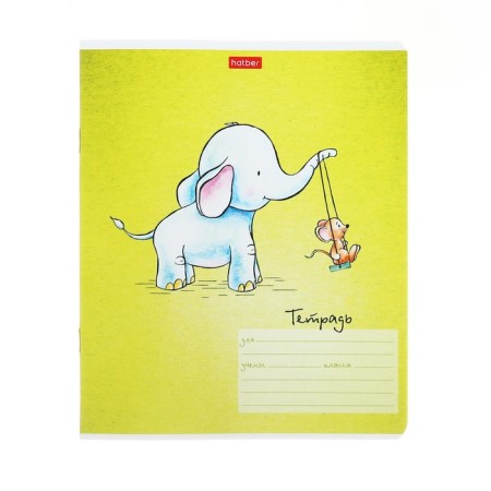 Notebook 12 sheets, in a cage, "Elephant and Mouse", cover coated cardboard, rounded corners, block 65 g/m2, 5V MIX-4