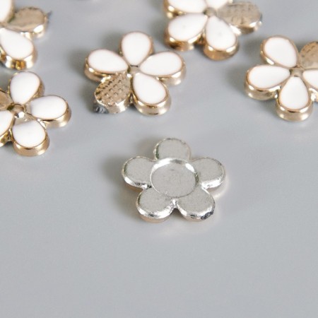 Decor for creativity plastic, enamel "Flower with a gold petal" set of 30 pcs 1.2x1.2 cm-1