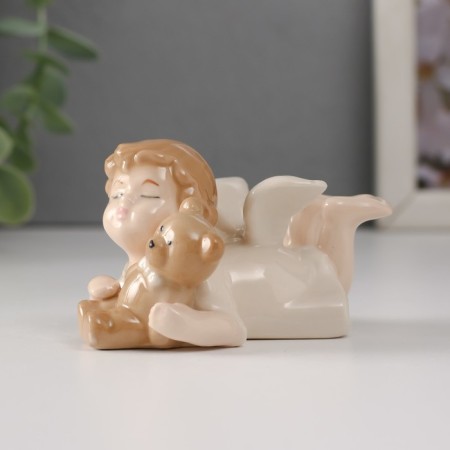 Souvenir Ceramics "Baby Angel lies with a teddy bear" 8.5x4.8x5 cm-1