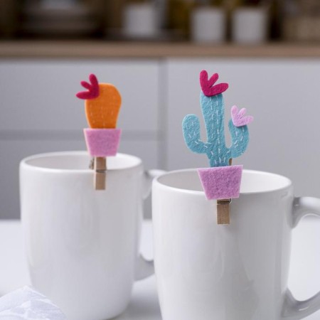 Set of decorative clothespins "Cacti" 6 pcs, felt/tree