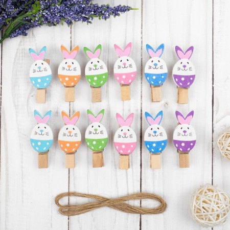 Decorative clothespins with a rope for the suspension "Easter", 10 pcs.-2