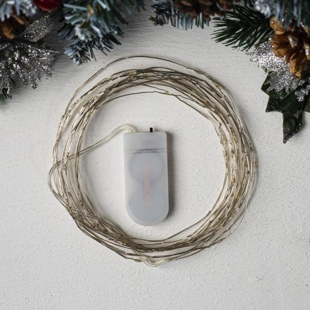 Garland "thread" 5 m dew, IP20, silver thread, 50 LED, purple glow, CR2032x2-1