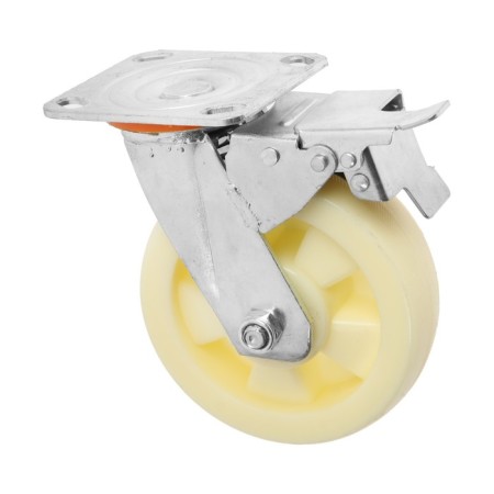 Wheel for transport trolleys rotary, d = 150, on the site, with a stop, pp covering