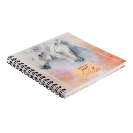 Sketchbook 195 x 195 mm, 80 sheets, on the crest, "horses", hard cover, matte lamination, block 100 g/m2-1