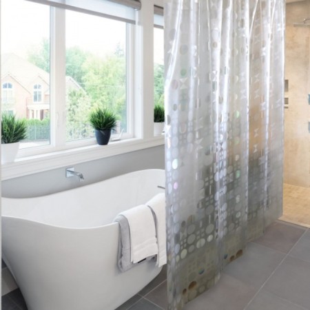 Bath curtains Meiwa Gravity 182x182 cm, PVC, transparent