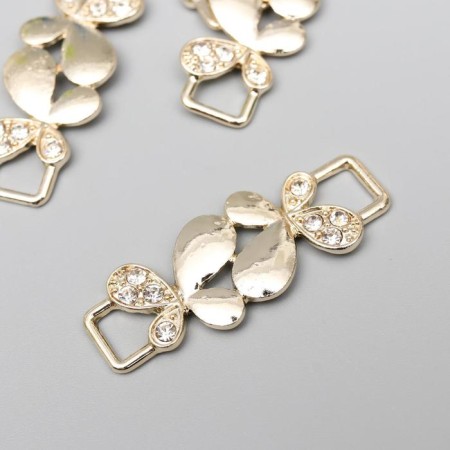 Decor for creativity Metal buckle "butterflies" gold, rhinestones 1.5x3.8 cm