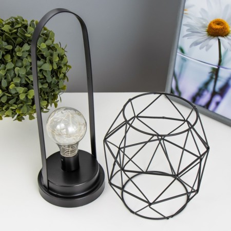 Nightlight "lantern" LED from AAA batteries black 14x14x27 cm Risalux-3