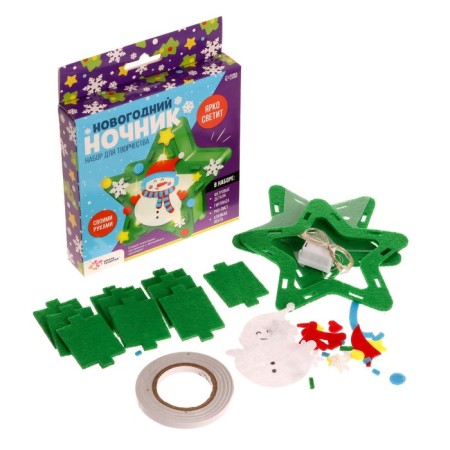 Set for creativity "New Year's nightlight from felt", a snowman-1