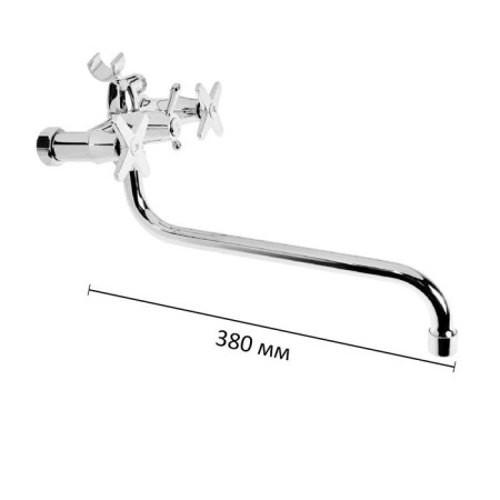 Everest bath mixer B22-069, two-wound, round spout, shower, chromium-1