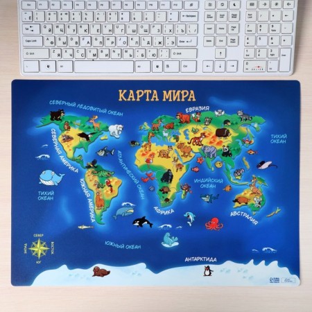Laying on the table plastic A3 (460 x 330 mm), calligrata "Map of the World", 430 μm, teaching-2