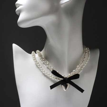 Pearl pearl "heart", silver color, 30 cm-2