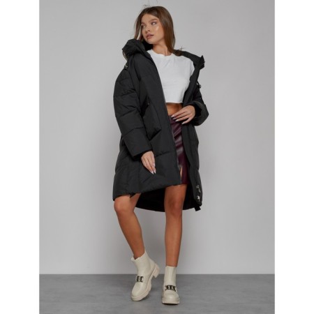 Coat insulated winter female, size 46, black color-12