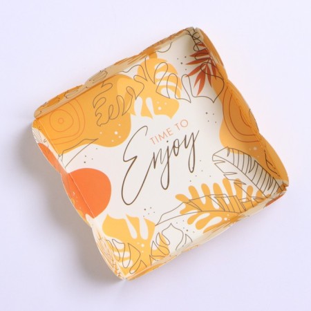 Cookie box, confectionery packaging with PVC lid, Time to Enjoy, 10.5 x 10.5 x 3 cm-1