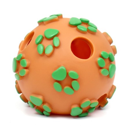 Ball "paws" for dogs with holes, 8 cm, orange/green-1