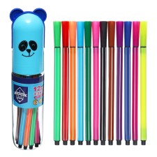 Flomasters 12 colors, in a tube, stripes, blue bear