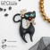 Brooch "Cat Grace", in the crown, matte black color in gold