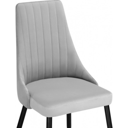 Stol on a metal frame is light gray, metal/velor, black/gray 49x60x95 cm-4