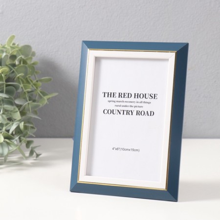 Photo frame plastic 10x15 cm "blue-white" with a gold stripe 1.5x13.2x18 cm-1
