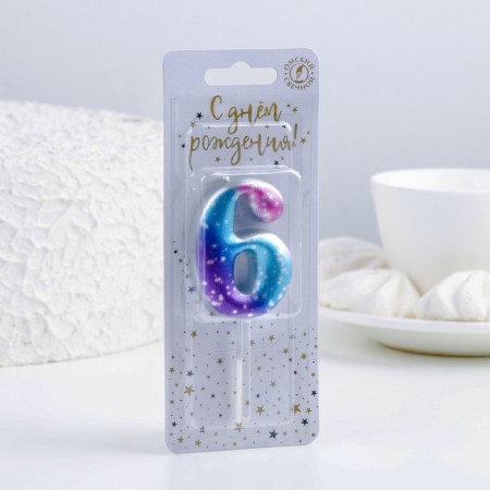 Candle for the cake number "6", space, 5.5 cm, 16 minutes-1