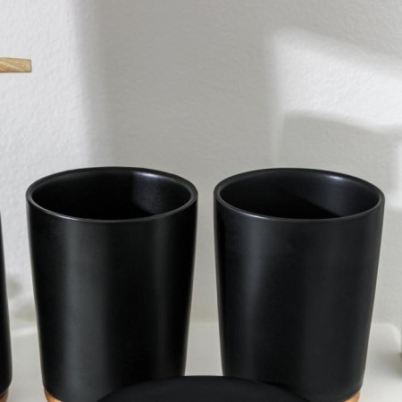 A set of accessories for the Eco bathroom, 4 items (soap dish, soap dispenser, 2 glasses), black color-2