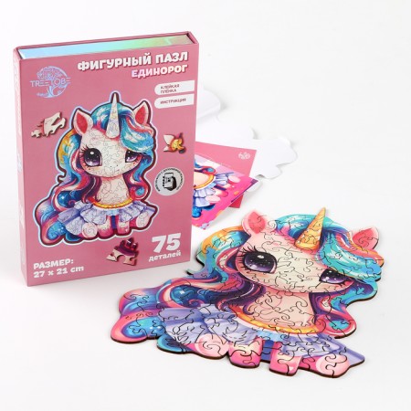 Puzzles wooden figured children's “Fabulous unicorn”, 75 elements-3