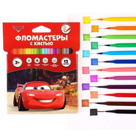 Flomasters with a brush, 12 colors, cars-6