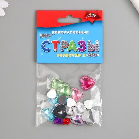 Decorative rhinestones "Hearts 2" 1.2x1.2 cm; 1.8x1.8 cm set 8 grams-3