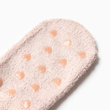 Women's socks shortened with non-slip soles, beige-pink color, size 36-39-2