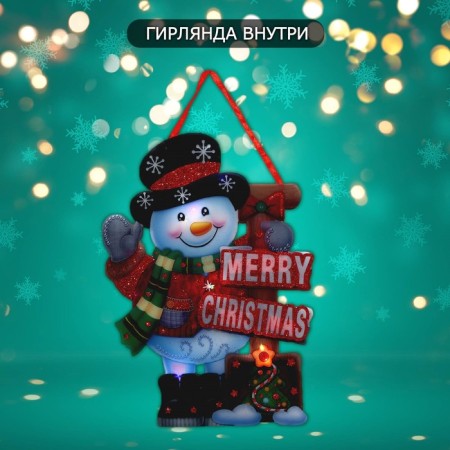 Decorative luminous jewelry (suspension) "Snowman" 32x23 cm-1