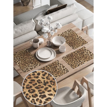 Set of napkins for setting the table "Leopard environment", rectangular, rounded edges, size 30x46 cm, 4 pcs-1