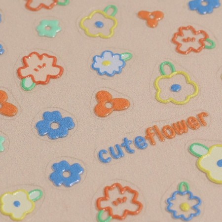 Наклейки для ногтей «Cute flowers», объёмные, разноцветные-2