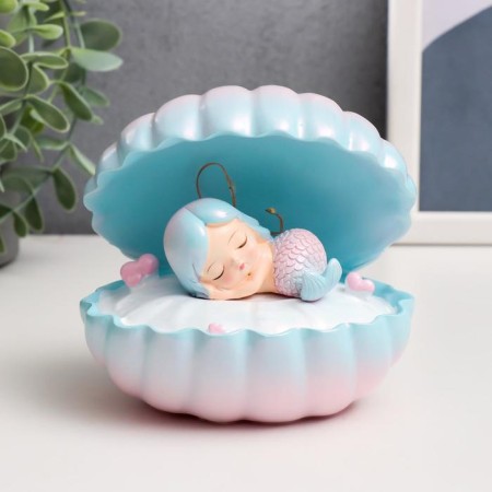 Souvenir Polystone Light "Sleeping Mermaid in the shell" Blue-pink 13x12x10 cm