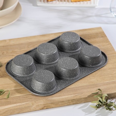 The form for baking "Elin marble. Cupcake ”, 27.5 × 18 × 3 cm, 6 cells, anti -stick coating, color gray color-2