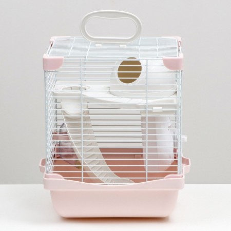 The cage for rodents is equipped, 23 x 19 x 28 cm, pink-1