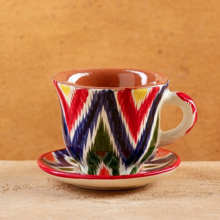Tea couple Rishtan ceramics "Atlas", 220 ml, red mix-4