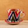 Tea couple Rishtan ceramics "Atlas", 220 ml, red mix