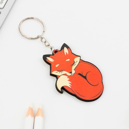 Key keychain wooden "Fox" 5 x 6 cm-2