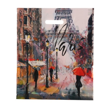 Package "Rain in Paris", polyethylene with a cut pen, 38x45 cm, 50 μm