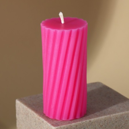 Interior candle "twisted", pink-1